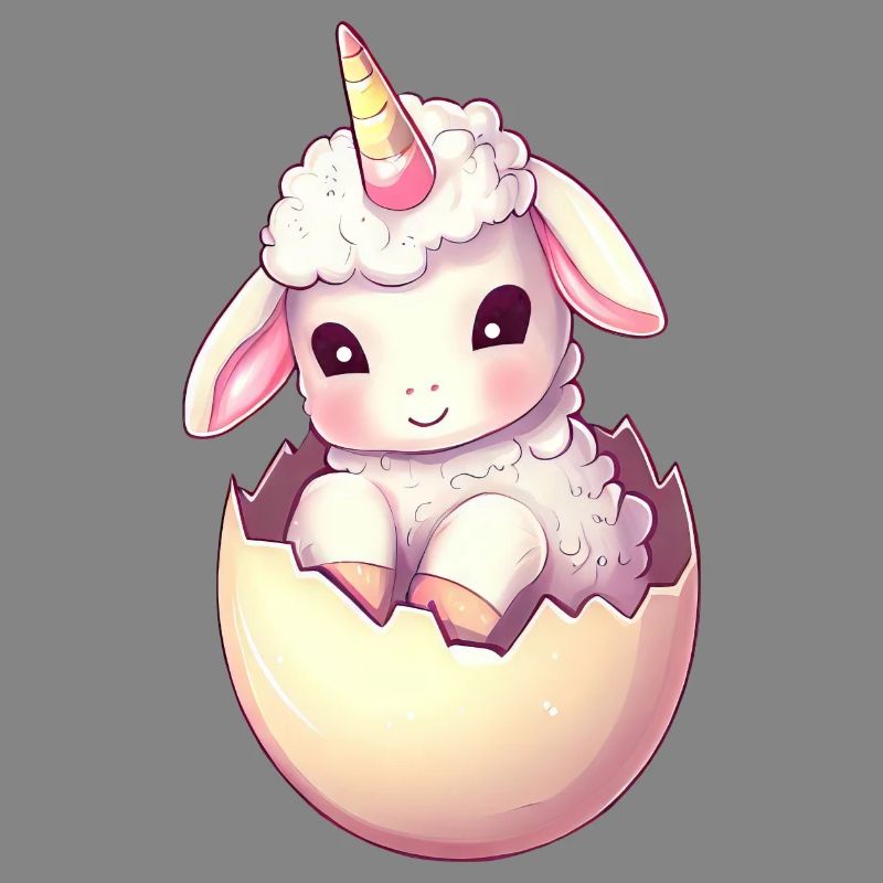 Sheep with unicorn in eggshell Imaginative