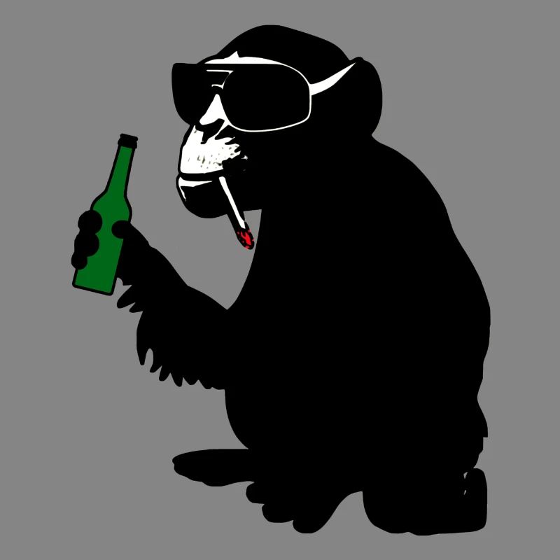 monkey with beer bottle