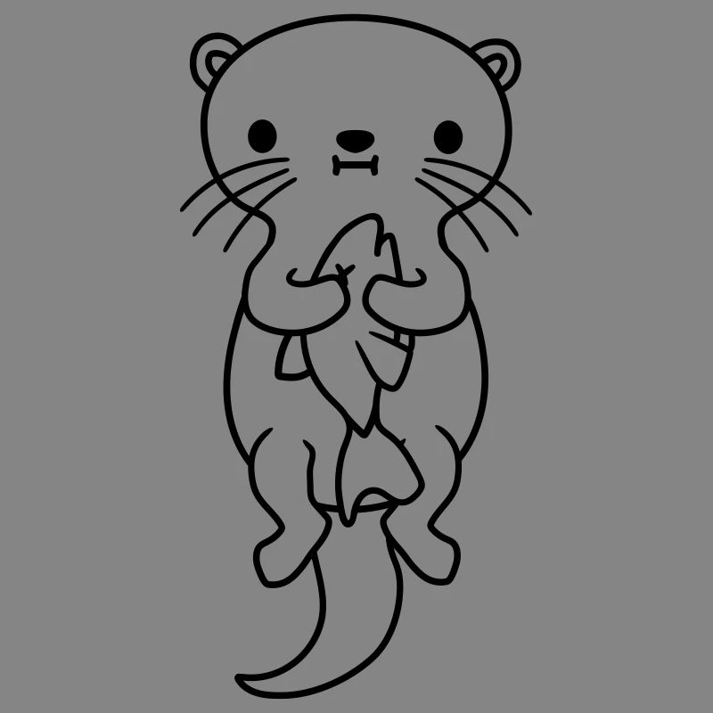 hungry otter eats fish hunger