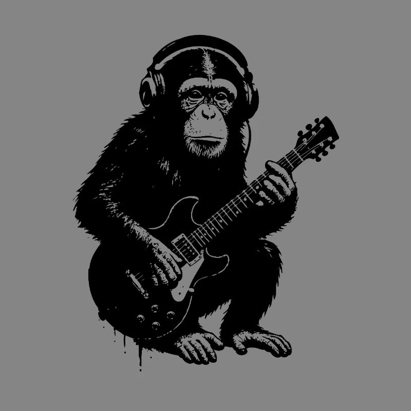 Monkey on guitar plays harmonies
