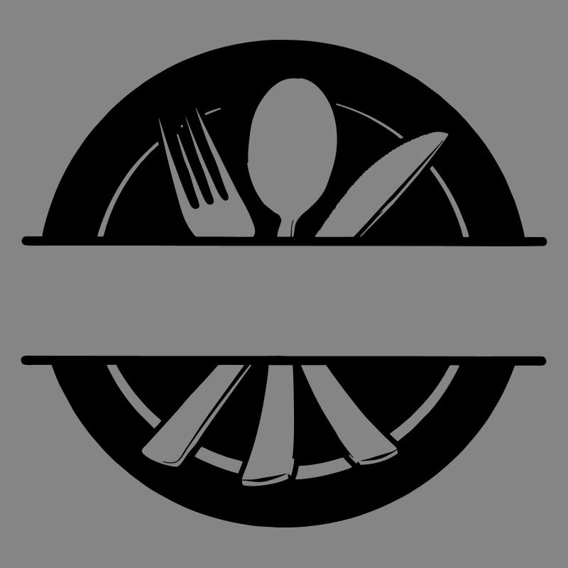 Besteck-Menü-Logo mit Teller