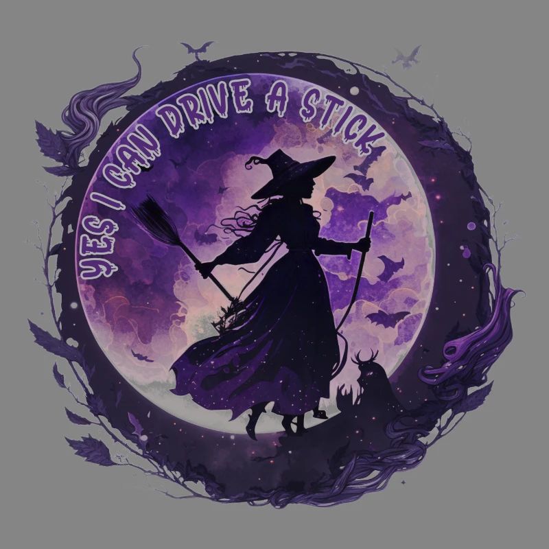 Moon Magic Witch Under Night Moon Halloween