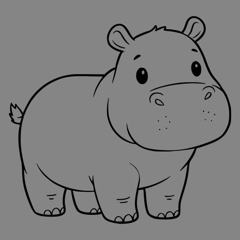 Süßes Baby Nilpferd Comic Outline