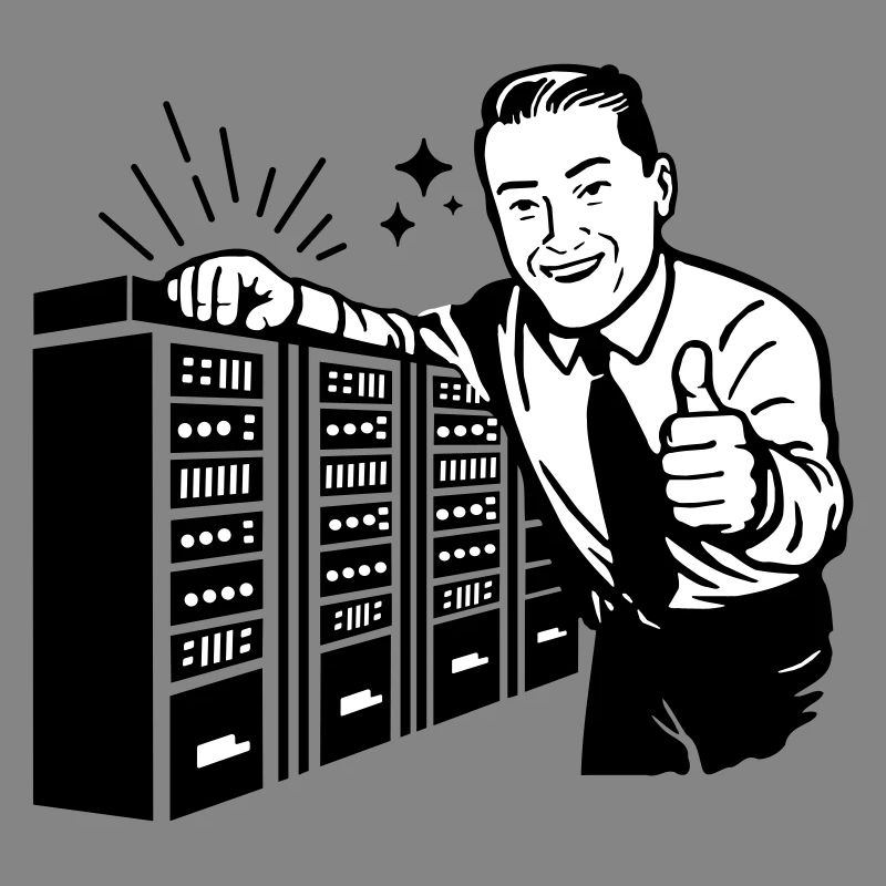 Retro IT-Admin lächelt – Vintage Tech Support