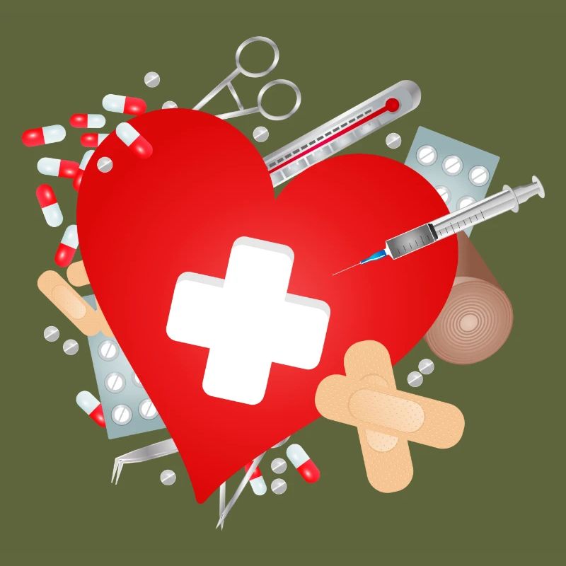 Erste Hilfe Set oder Reiseapotheke mit Herz