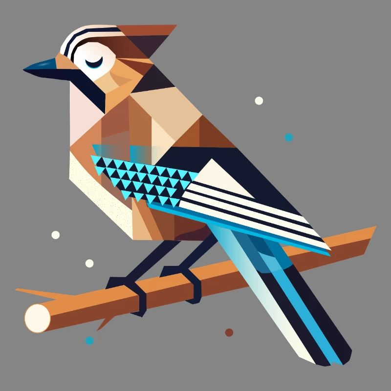 Jays on a branch – stylized spring motif