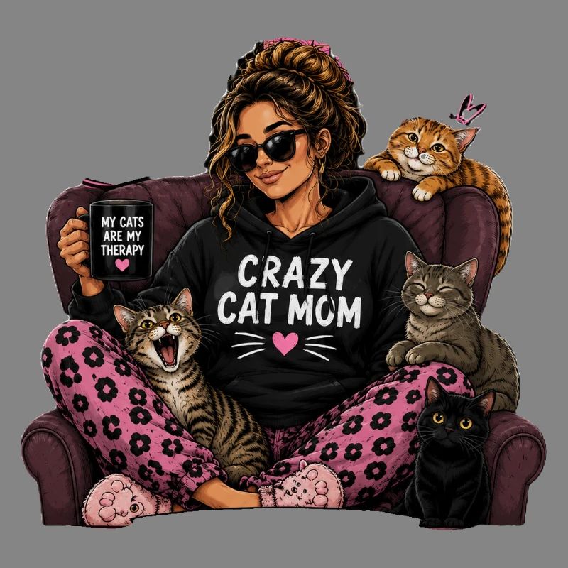 Sweat à capuche de maman de chat folle