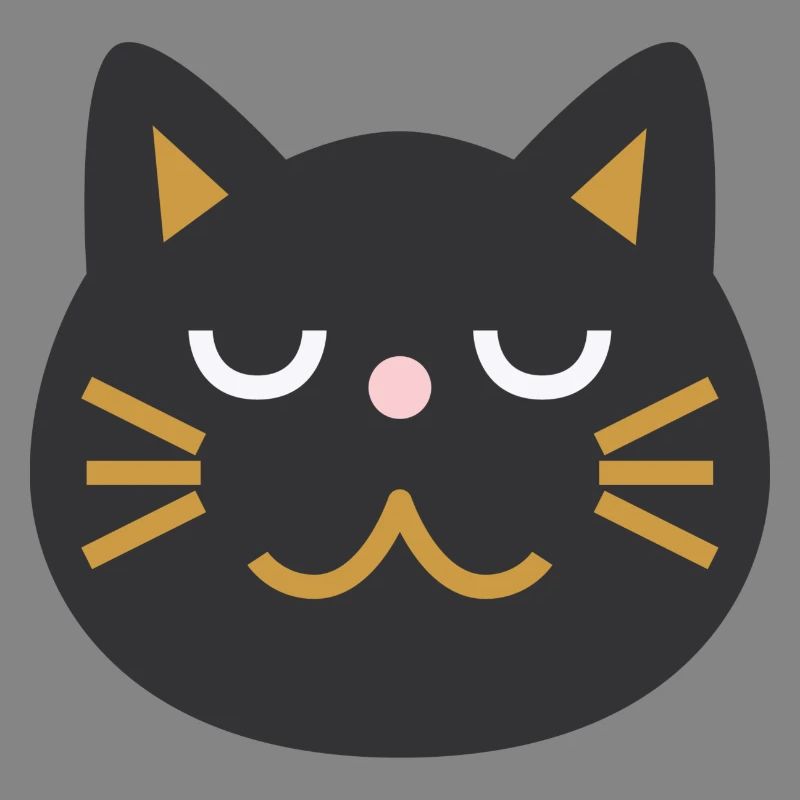 Japanese Cat Face L Black