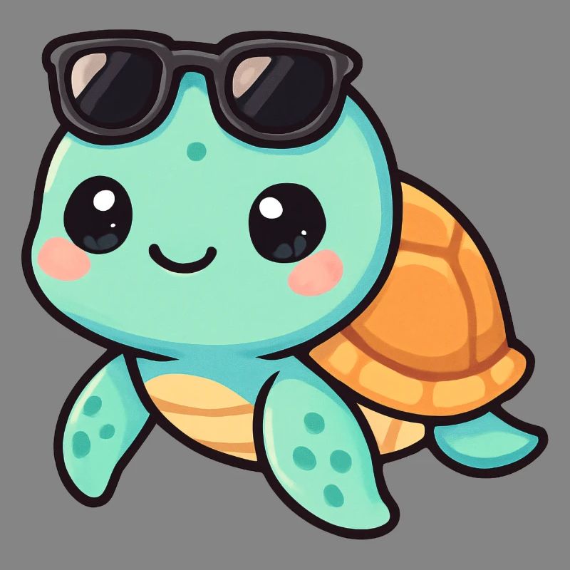 Cute turtle cartoon with sunglasses