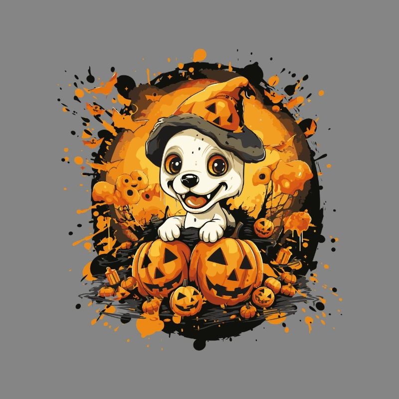 Cuddly Dog Halloween Pumpkin Magic