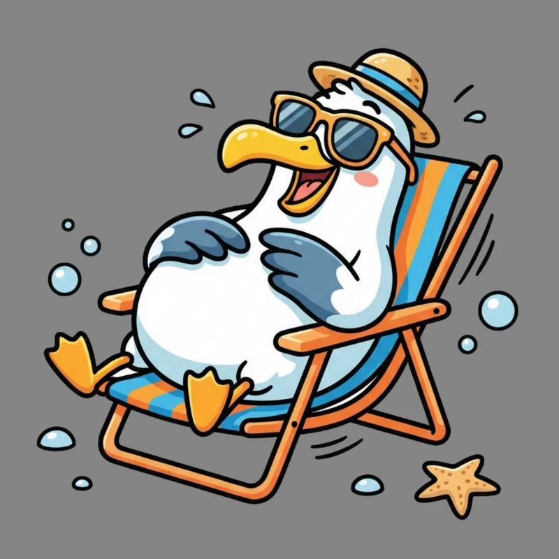 Relaxte Möwe am Strand