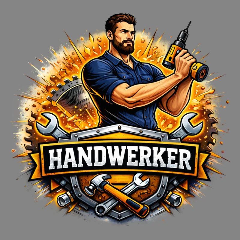 Handwerker Logo – Comic Style mit Bohrer