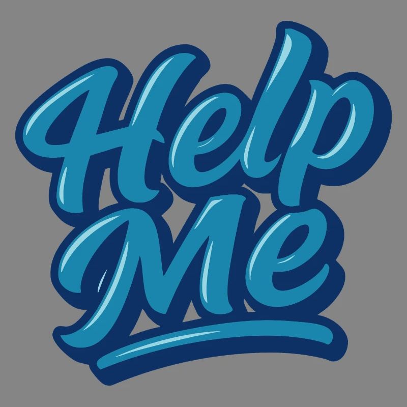 Hilfe Me Blau Script Logo
