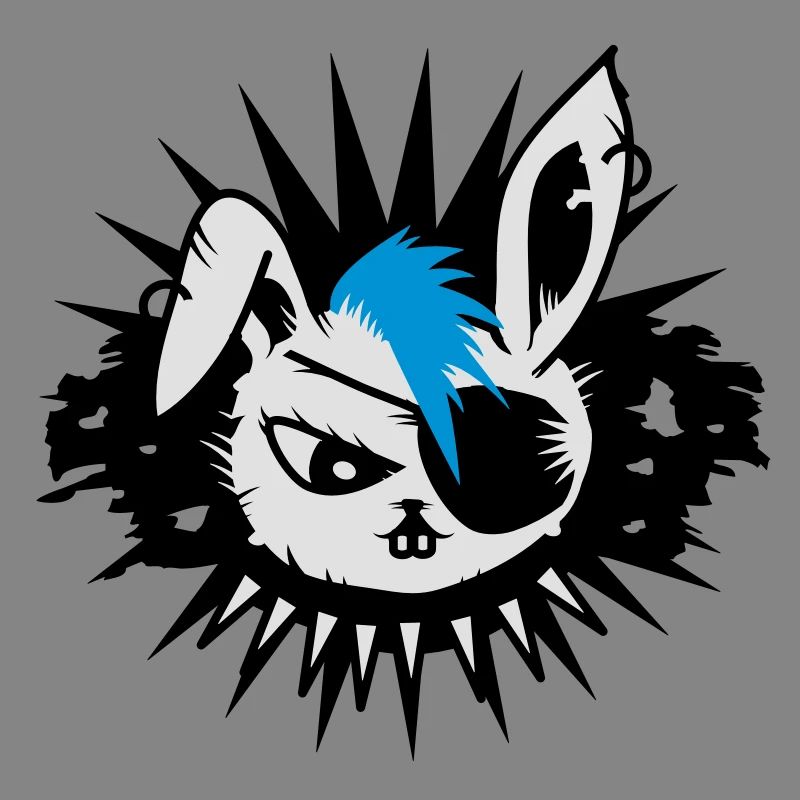 Un lapin avec un cache-oeil et un Mohawk
