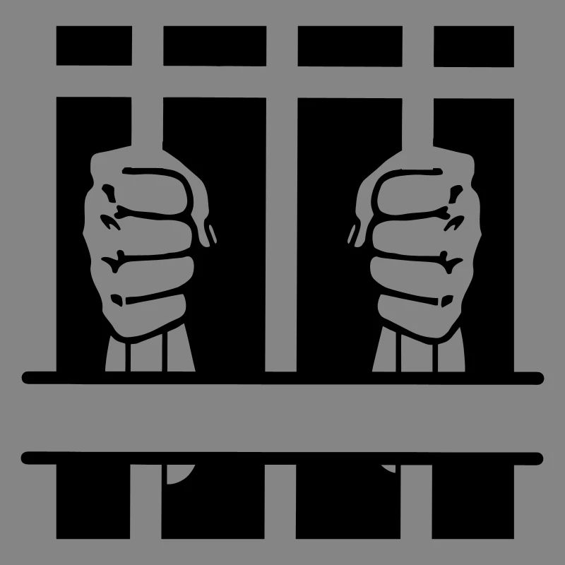 Zwei Fäuste hinter Gittern und Leerzeichen