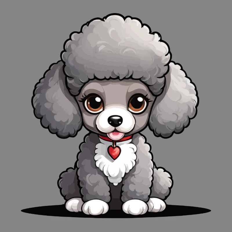 Fuzzy poodle with hearts