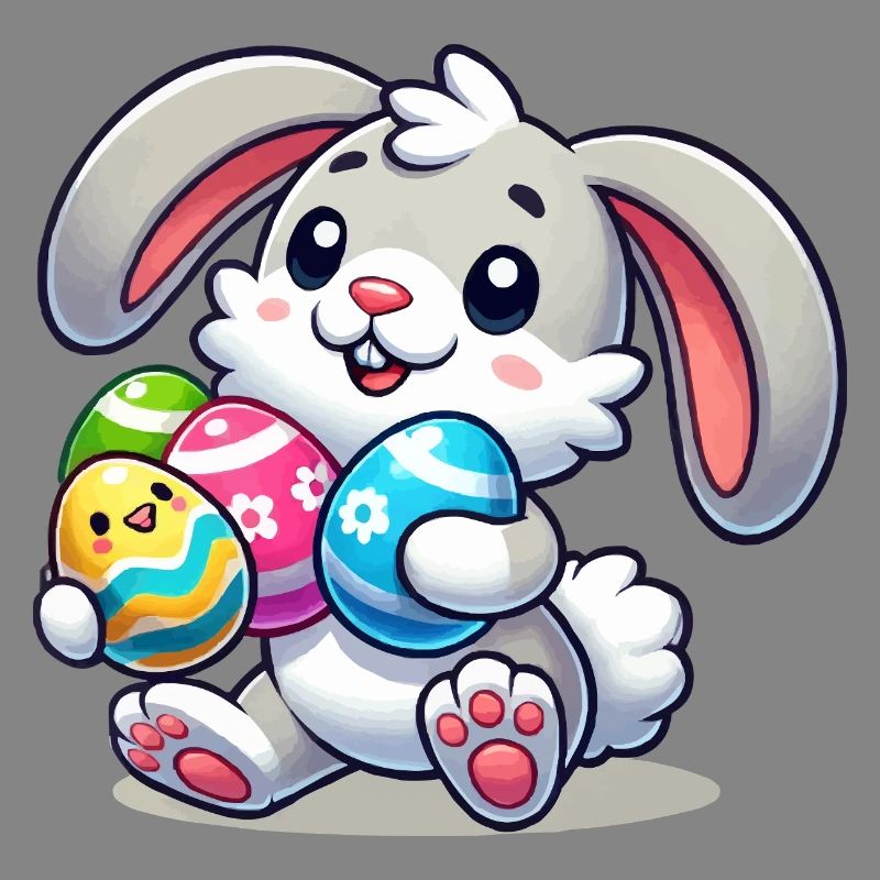 Easter bunny with colorful eggs