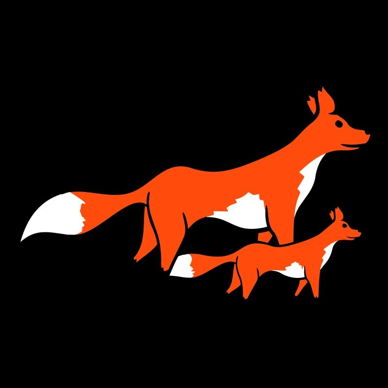 2 Foxes Mother Red Fox Little Child Father Mom