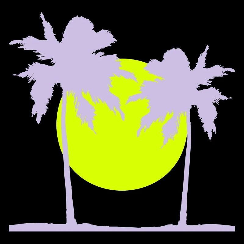 Two Palm Trees Island Sun Sunset Round Pink