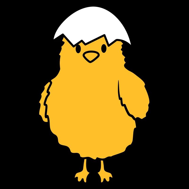 Küken mit Eierschale auf dem Kopf