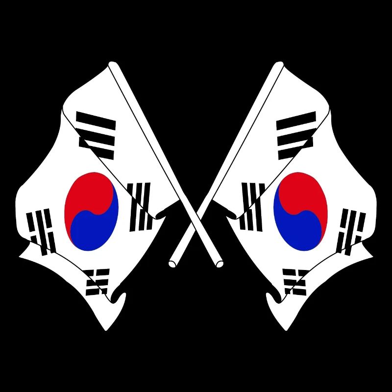 Deux drapeaux croisés de la Corée du Sud