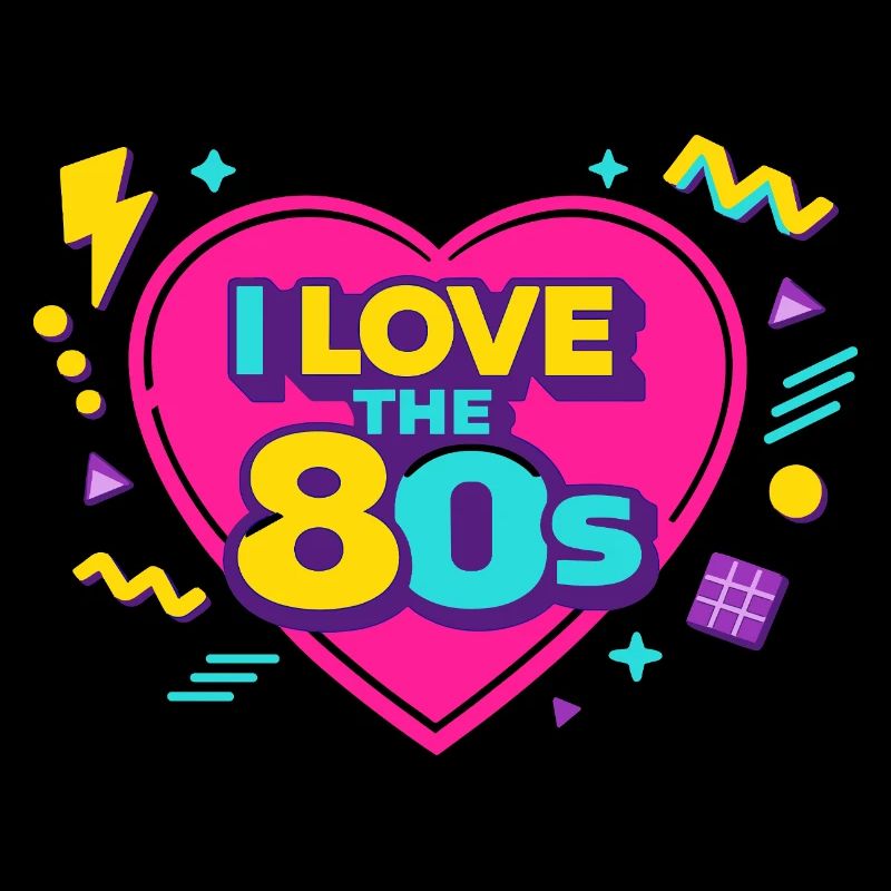 80s Retro Heart Neon Design