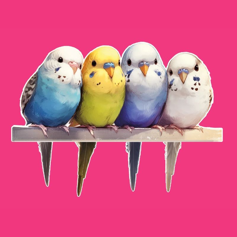 Groupe de perruches ondulées
