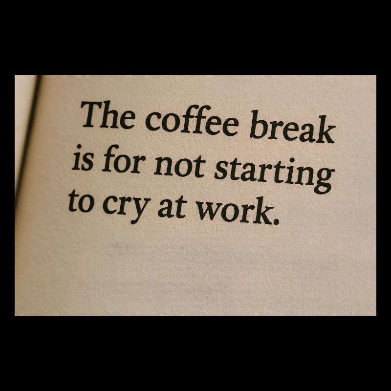 Coffee break is to not start crying at work