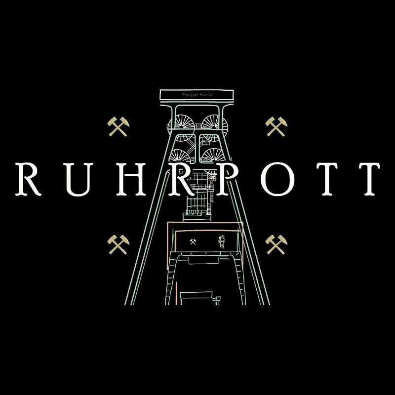 Ruhrpott, dessin à la main de la tour de la mine Prosper-Haniel
