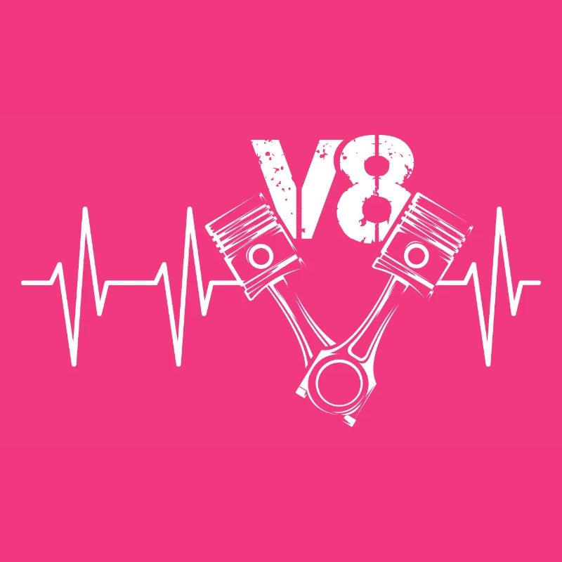 v8 engine icon heartbeat pulse piston racing icon