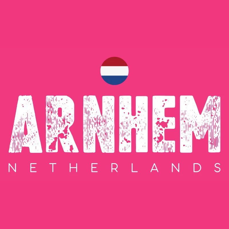 Arnhem Netherlands Distressed Text Logo