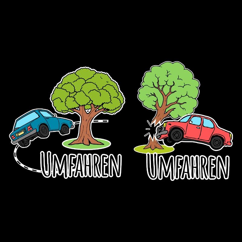 Driving around or driving around the tree by car?