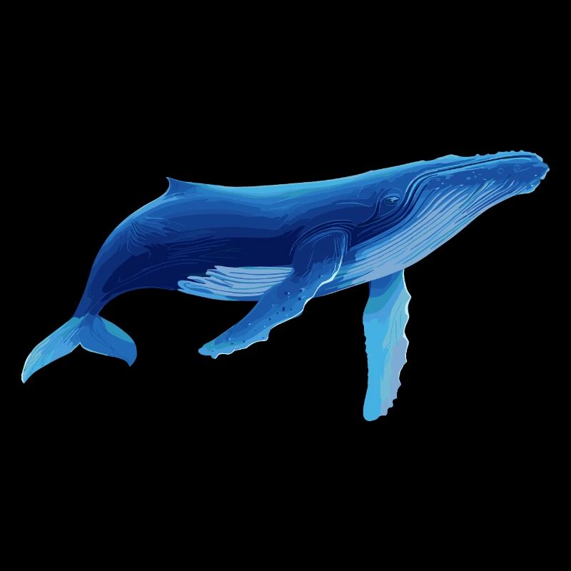 Whale in blue with sea patterns