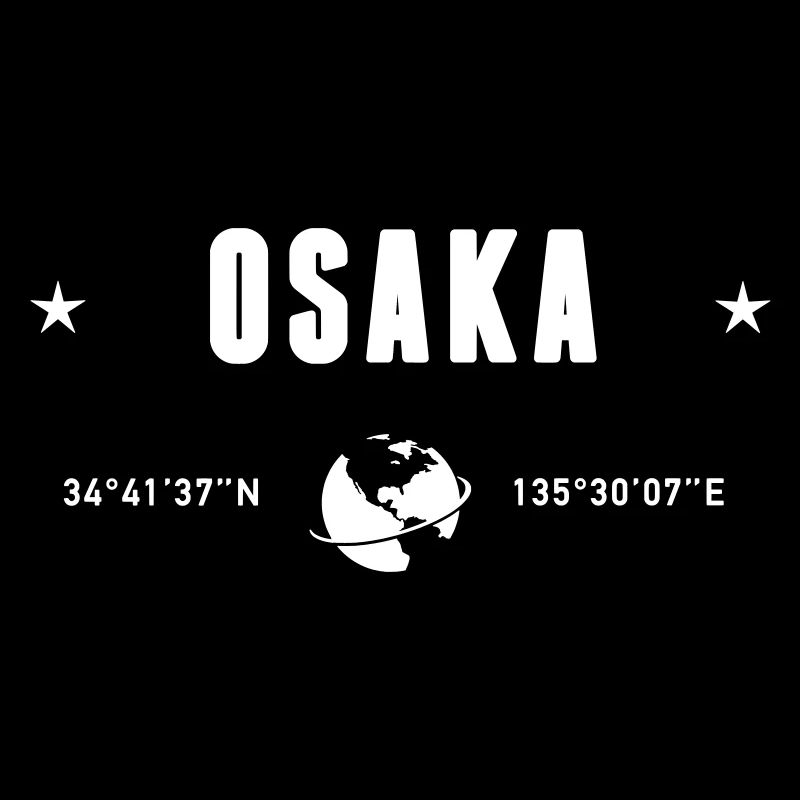 Osaka Japan Coordinates Planet Earth White