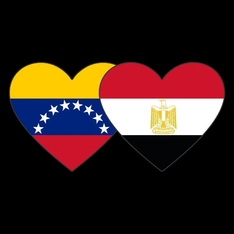 Venezuela Egypt Flag Hands Heart Shape