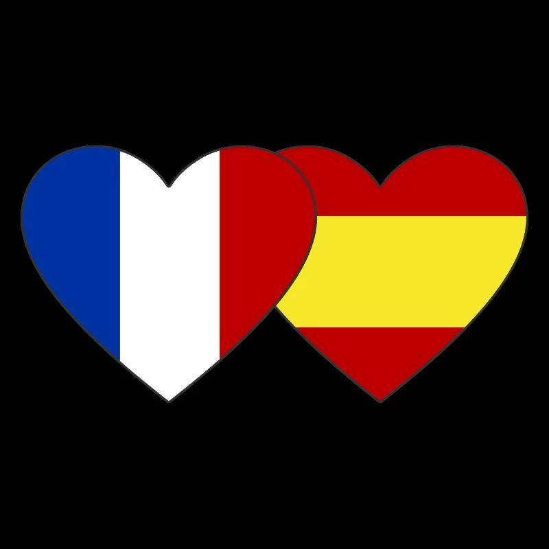 France Espagne Drapeau Mains Coeur Forme