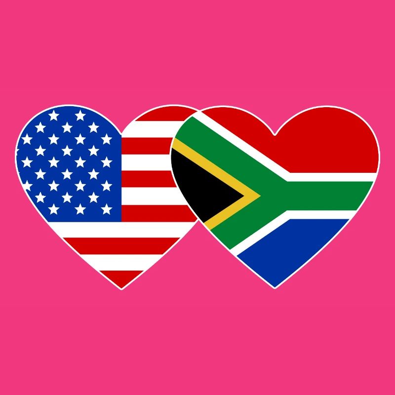 États-Unis, Afrique du Sud, drapeau, forme de coeur