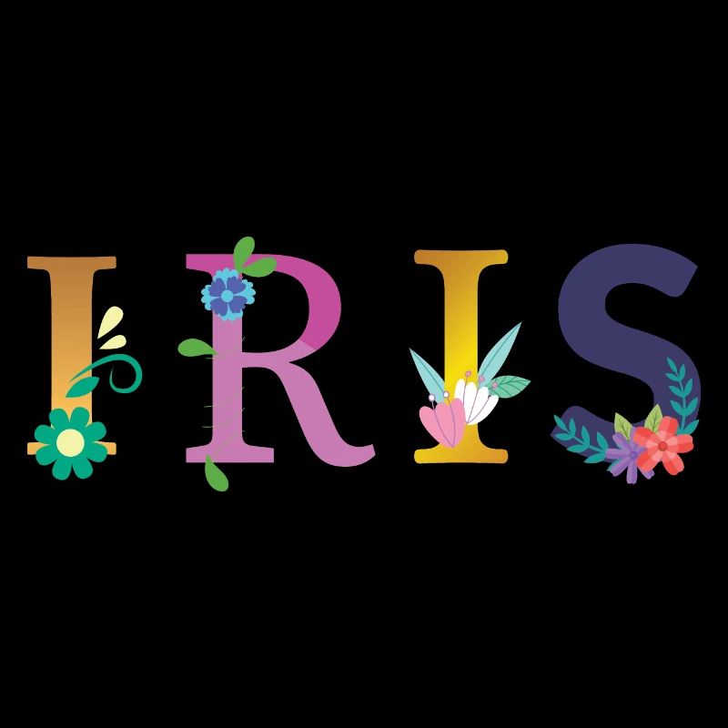 IRIS Name mit Blumen geschmückt