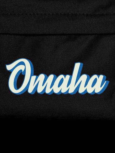 Omaha lettering in retro blue