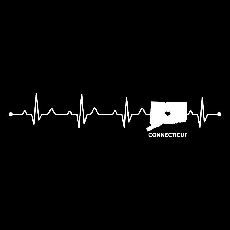 Connecticut State Hearttbeat Heart Map USA Roots