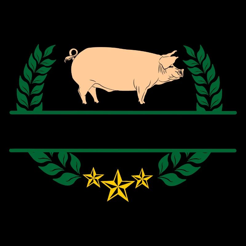 Pig in green laurel wreath