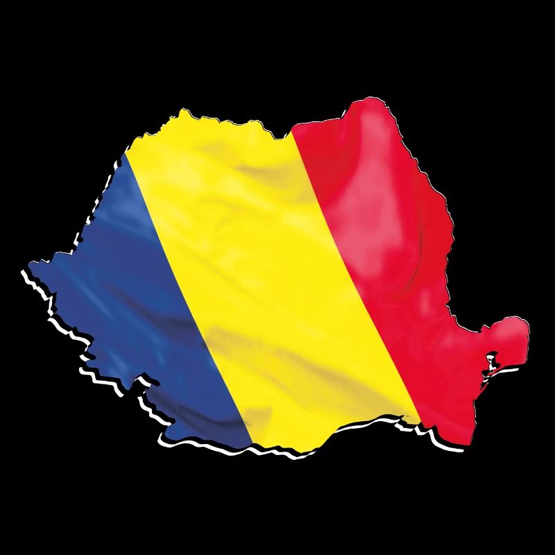 Romania flag in the Romania map