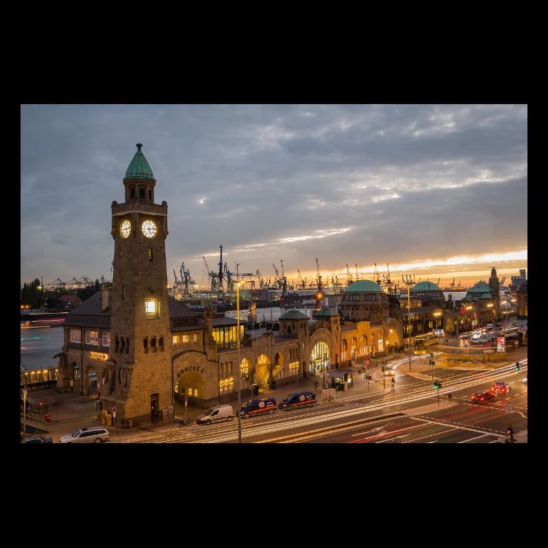 Landungsbrücken am Abend - Affiche