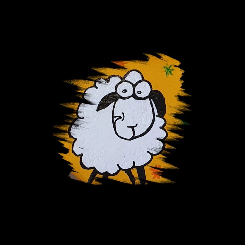 Funny sheep on orange background