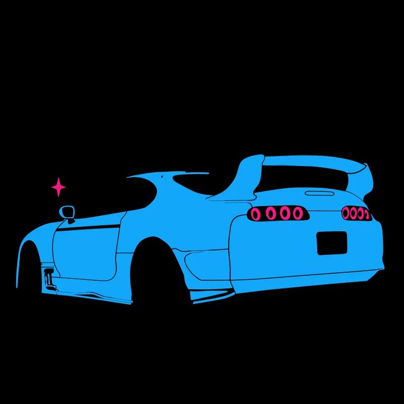 Neonblauer Sportwagen Silhouette