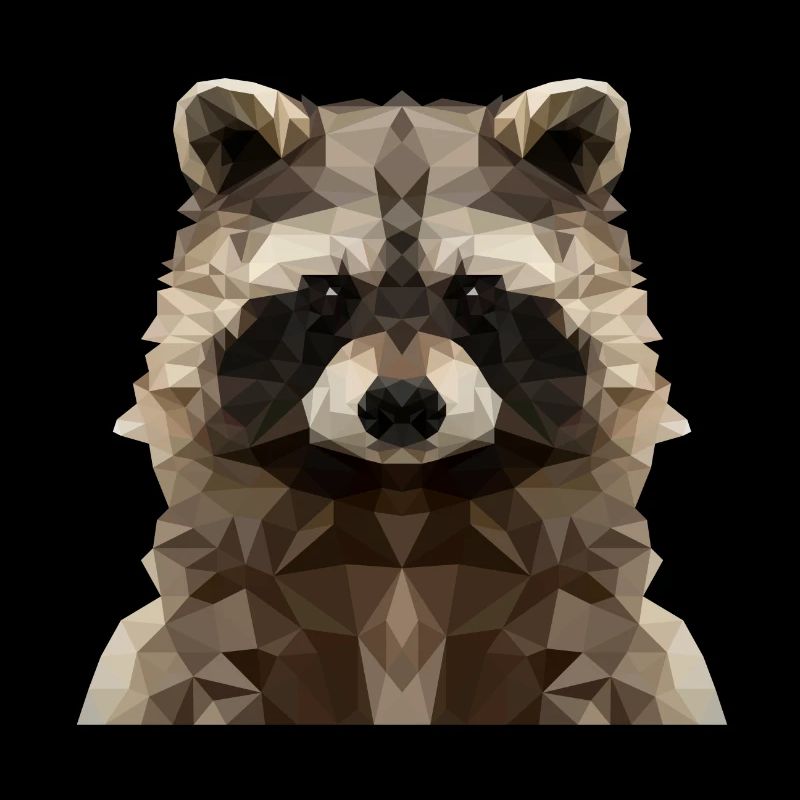 Geometrischer Waschbär - Modernes Low Poly Design