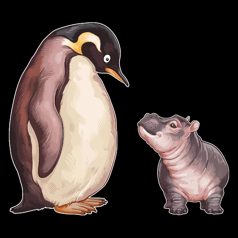 Pinguin und Nilpferd Freundschaft