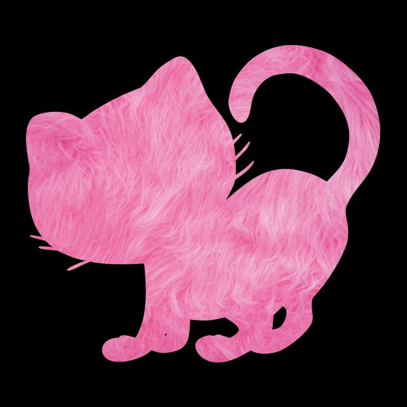 Silhouette de chat rose moelleux chat rose amour