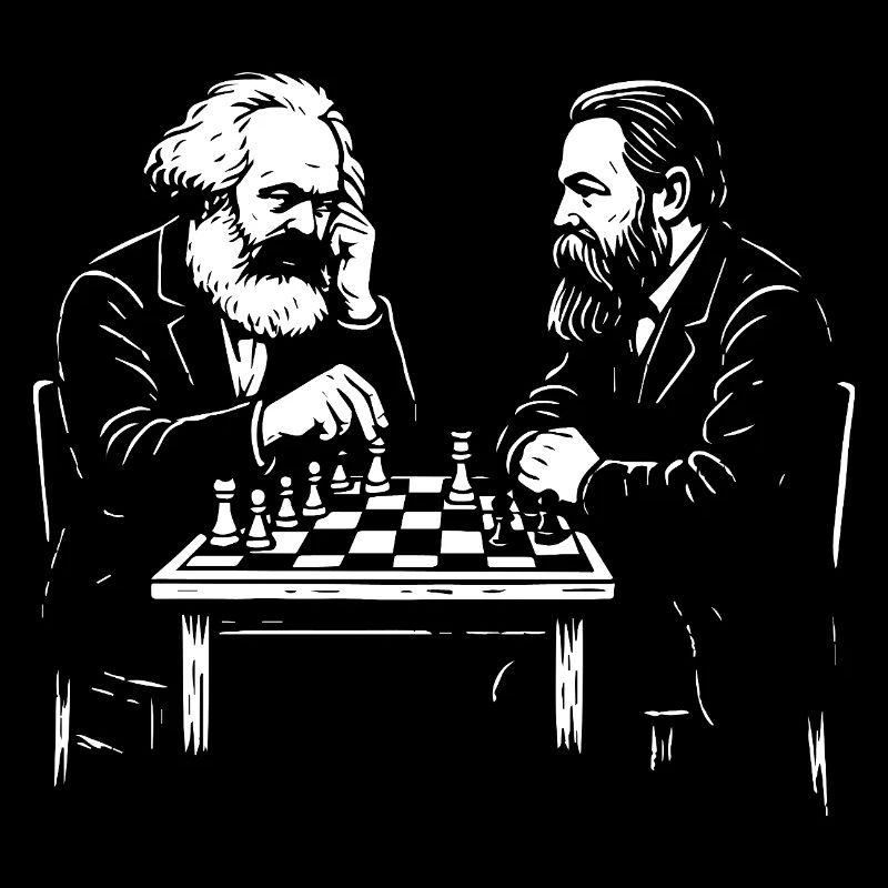 Karl Marx and Friedrich Engles play chess 
