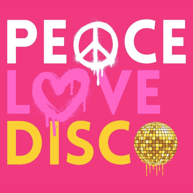 Peace Love Disco Retro Neon Style